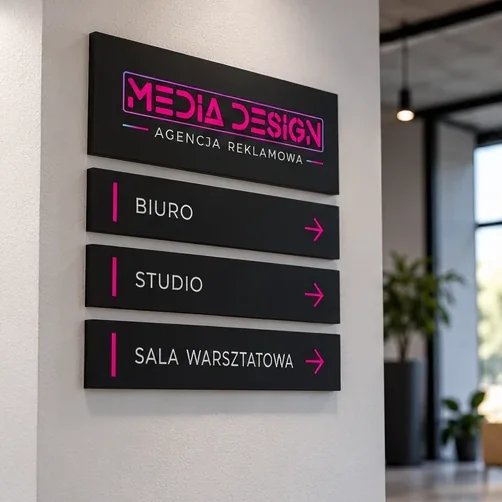 Oznakowanie firm — wizualizacja poglądowa Media Design