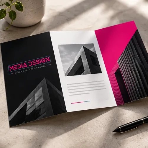 Ulotki i foldery — wizualizacja poglądowa Media Design