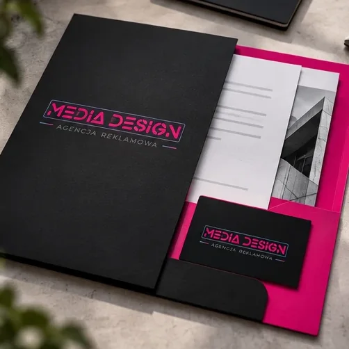 Teczki ofertowe — wizualizacja poglądowa Media Design