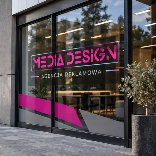 Oklejanie witryn — wizualizacja poglądowa Media Design