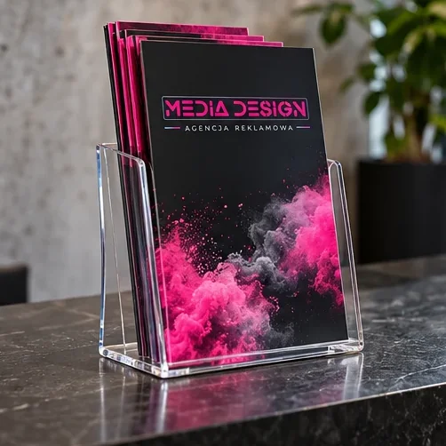 Stojaki na ulotki — wizualizacja poglądowa Media Design