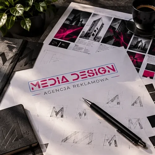 Projekty logo — wizualizacja poglądowa Media Design
