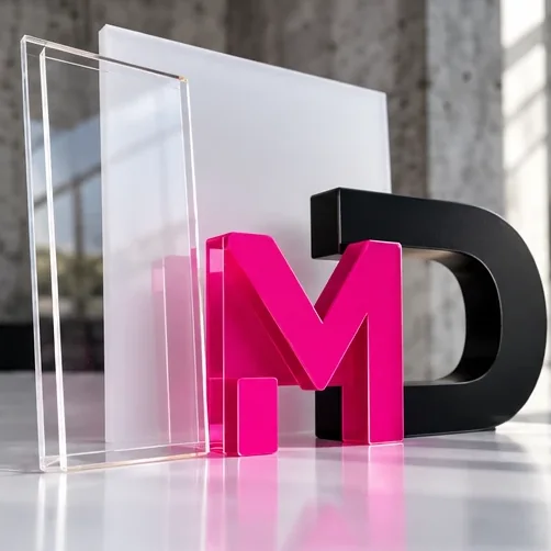 Plexi i materiały do liter 3D – wizualizacja materiału