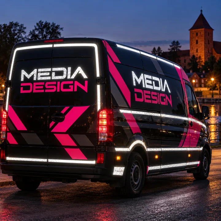 Oznakowanie odblaskowe pojazdów: wizualizacja Media Design