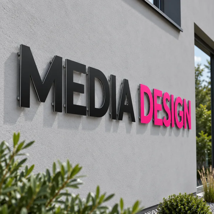 Litery płaskie z kompozytu: wizualizacja Media Design