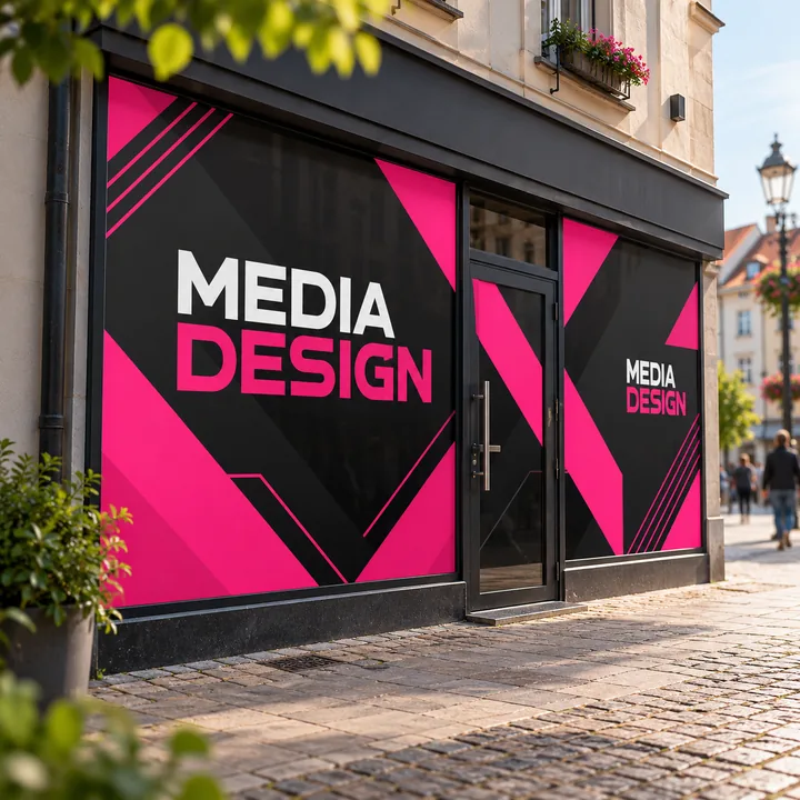 Pełne oklejenie witryny grafiką: wizualizacja Media Design