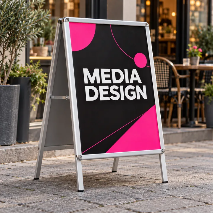Potykacz z ramami zatrzaskowymi: wizualizacja Media Design