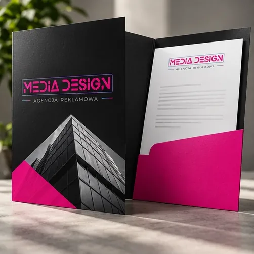 Teczki ofertowe — wizualizacja Media Design