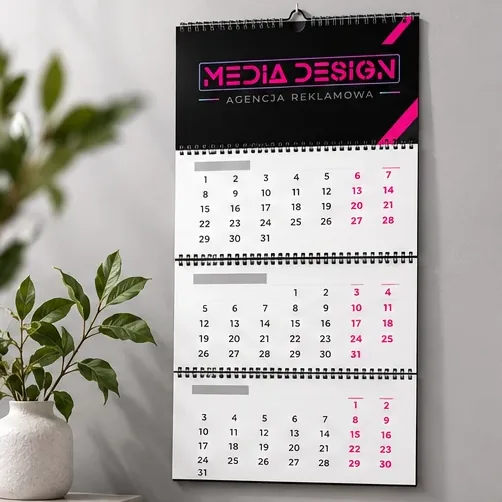 Kalendarze reklamowe — autorska wizualizacja z logo Media Design