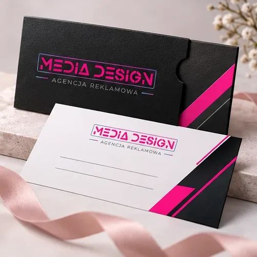Vouchery i bony podarunkowe — autorska wizualizacja z logo Media Design
