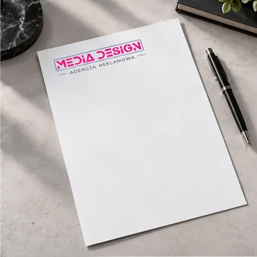 Papier firmowy — autorska wizualizacja z logo Media Design