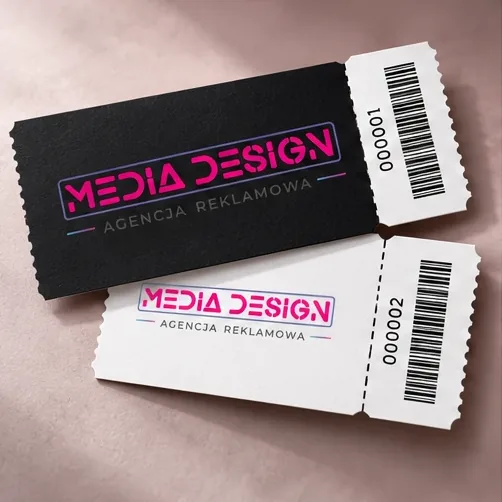 Bilety i wejściówki — autorska wizualizacja z logo Media Design