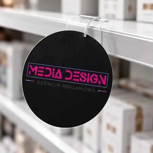 Wobblery reklamowe — autorska wizualizacja z logo Media Design