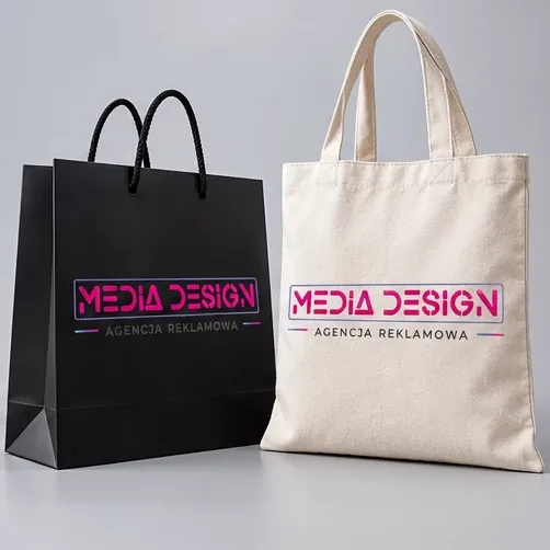 Torby reklamowe — autorska wizualizacja z logo Media Design