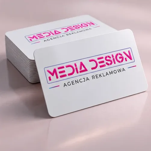 Karty plastikowe — autorska wizualizacja z logo Media Design