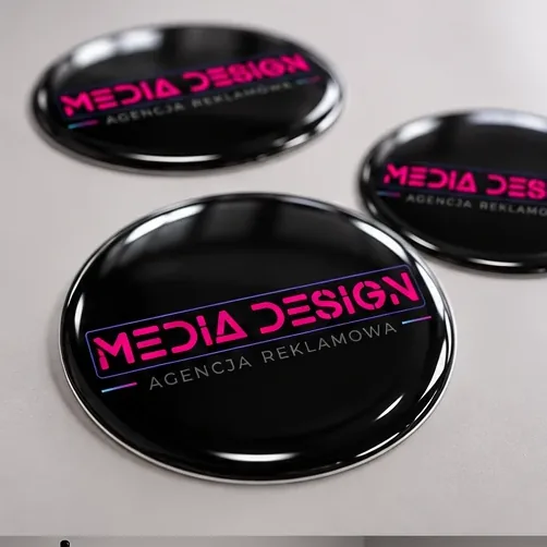 Naklejki wypukłe 3D — autorska wizualizacja z logo Media Design