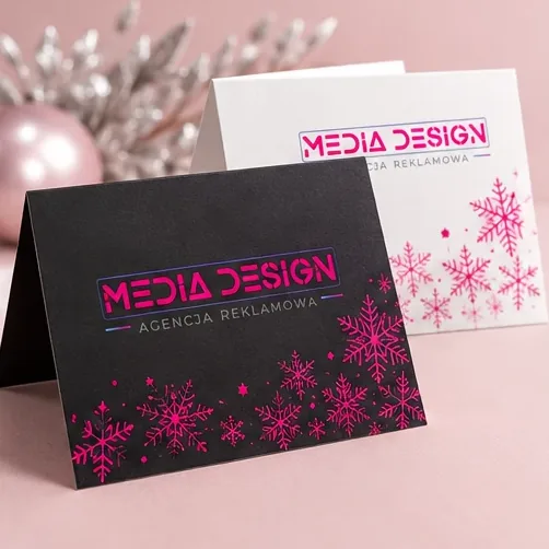 Kartki świąteczne — autorska wizualizacja z logo Media Design